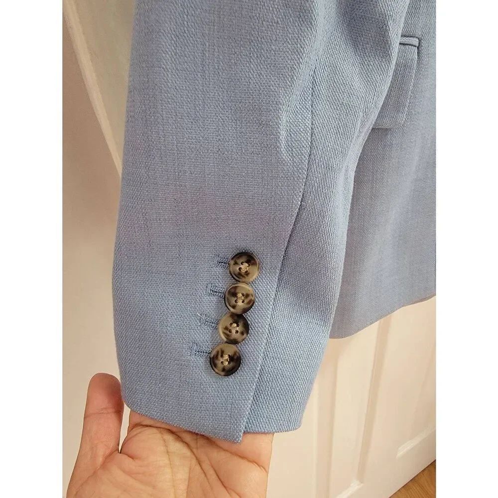 REISS Double Breasts Peak Lapel Suit Blazer In Blue Sz: 2 - Picture 10 of 12